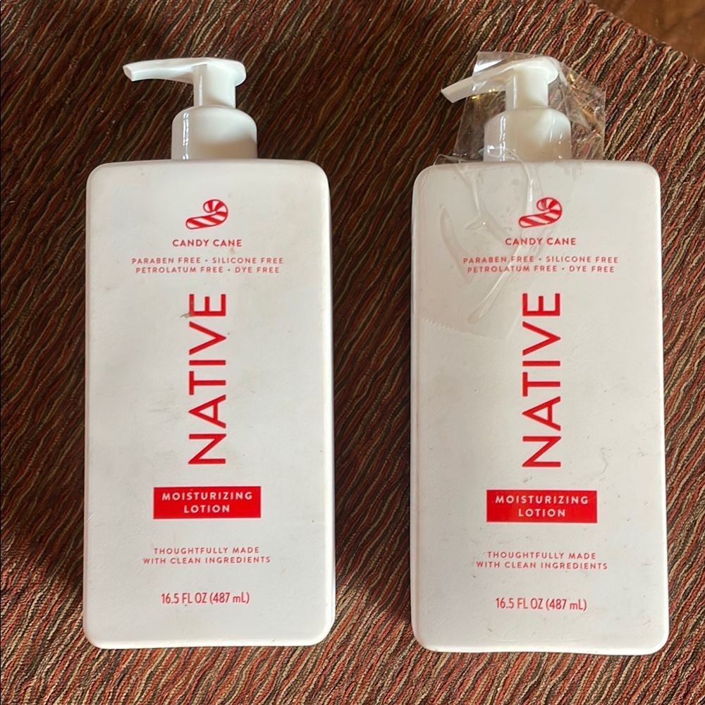NATIVE Special Edition Candy Cane Moisturizing Lotion. NWOT. Lot Of 2 - 16.5 Oz.